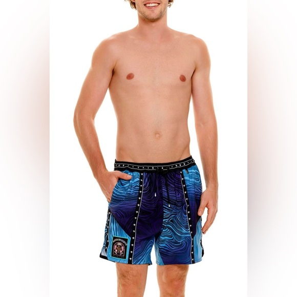 NWT Agua Bendita Isaac Eter Men’s Trunks Blue Celestial Beach Size 40 - Picture 1 of 7